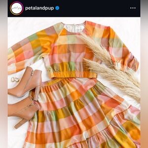Petal & Pup Nazzano Plaid Tiered Ruffle Skirt & Top NWOT Size US 2 / AU 6
